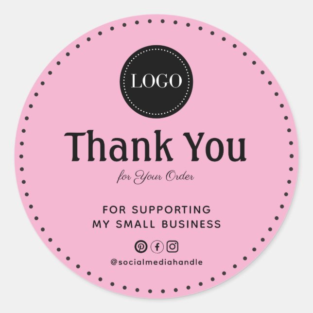 Custom Thank You Trendy Classic Round Sticker (Front)