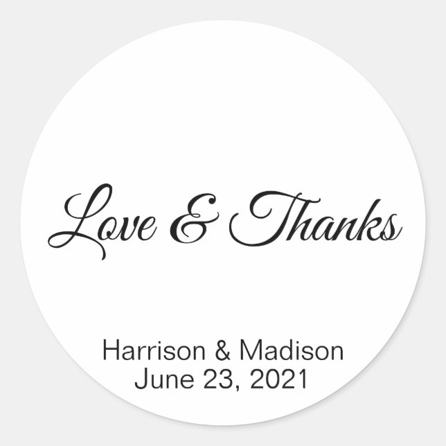 Custom Thank You Wedding gift favour tag stickers (Front)