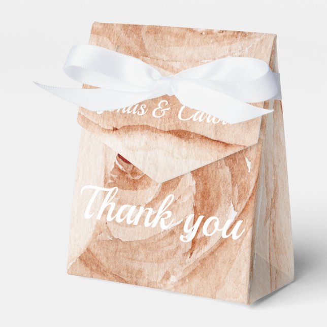 Custom Thank you wedding watercolor roses gift Favour Box (Front Side)