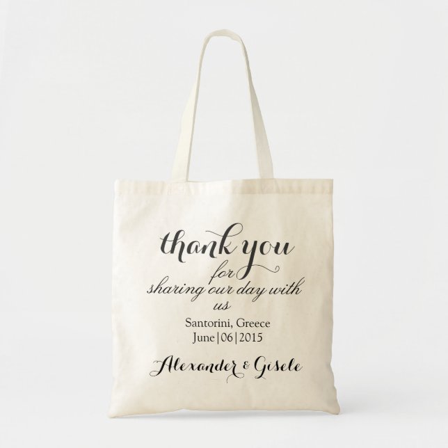 Custom Thank You Welcome Wedding Tote Bag (Front)