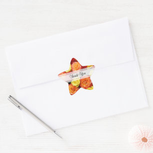 Custom "Thank You" Yellow/Red/Orange Roses Star Sticker