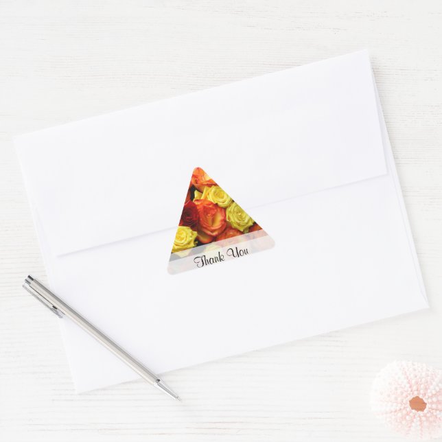Custom "Thank You" Yellow/Red/Orange Roses Sticker (Envelope)