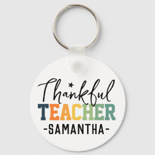Custom Thankful Teacher for Christmas Thanksgivig Key Ring