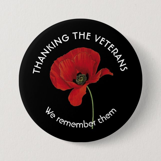 Custom THANKING THE VETERANS We Remember Them 7.5 Cm Round Badge (Front)