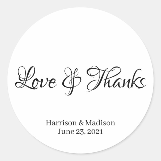 Custom thanks Wedding gift favour tag stickers (Front)