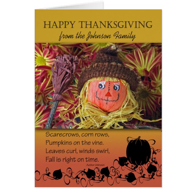 Custom Thanksgiving Add Your Text with  Scarecrow (Front)