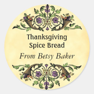 Custom Thanksgiving Cornucopia Baking Sticker