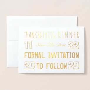 Custom Thanksgiving Dinner Save The Date Foil Card