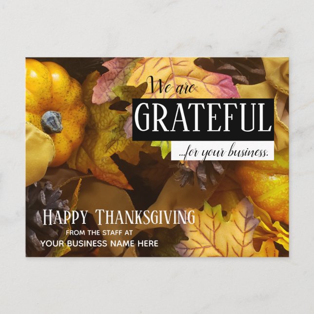 Custom Thanksgiving Greeting Customers Postcard (Front)