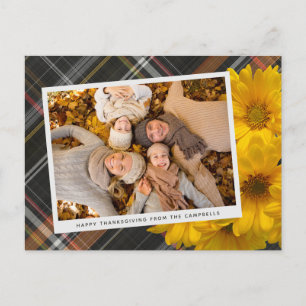Custom Thanksgiving Greeting On Plaid Holiday Card
