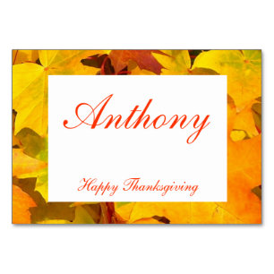 Custom Thanksgiving Place Cards Fall Leaves