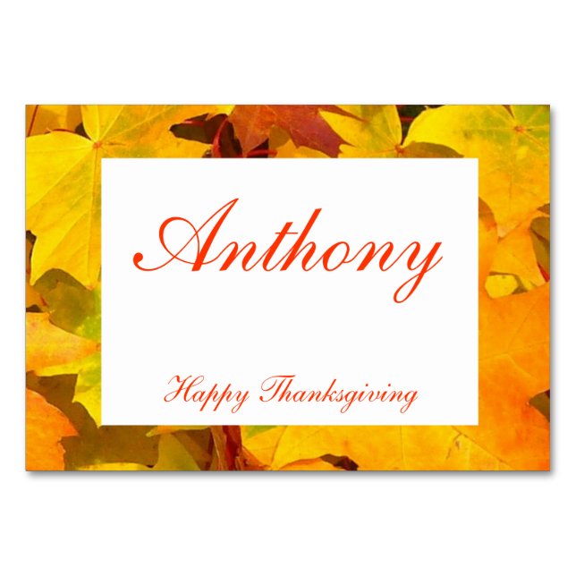 Custom Thanksgiving Place Cards Fall Leaves (Front)
