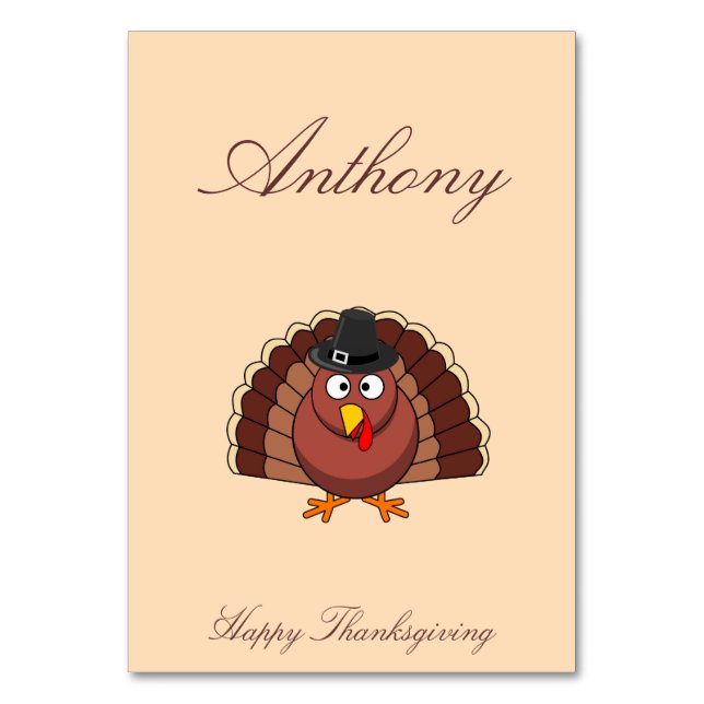 Custom Thanksgiving Place Cards With Turkey (Front)