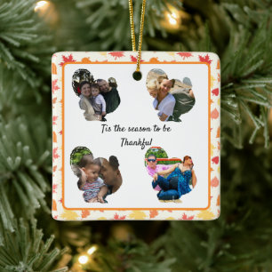 Custom thanksgiving turkey photo collage ceramic ornament