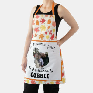 Custom thanksgiving turkey photo season to gobble apron