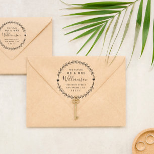 Custom The Future Mr & Mrs Wedding Return Address Rubber Stamp