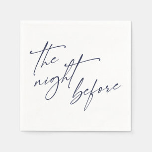 Custom "The Night Before" Navy Blue Typography Napkin
