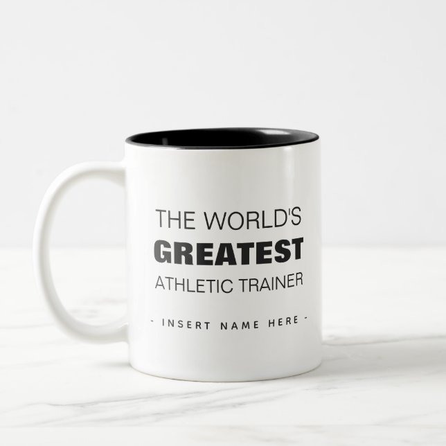 Custom The World's Greatest Athletic Trainer Two-Tone Coffee Mug (Left)