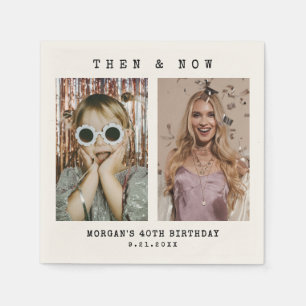 Custom Then & Now Vintage Photo Birthday Napkin
