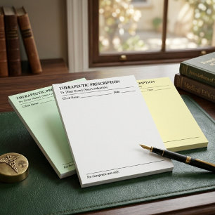 Custom Therapeutic Prescription Note Pad for Docto