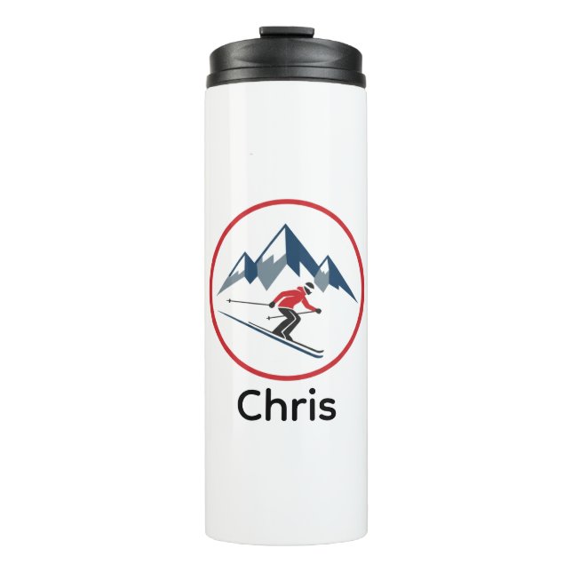 Custom Thermal Tumbler – Downhill Skier Logo Desig (Front)