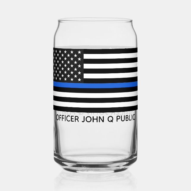 Custom Thin Blue Line American Flag Can Glass (Front)