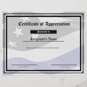 Custom Thin Blue Line Flag Certificate