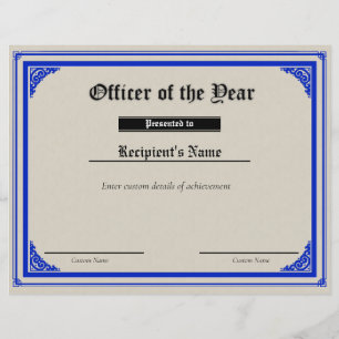 Custom Thin Blue Line Flag Certificate