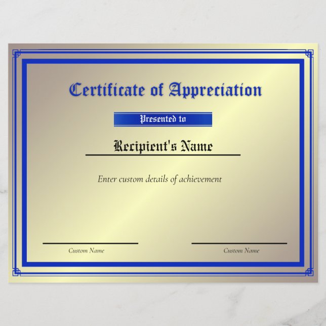 Custom Thin Blue Line Flag Certificate (Front)