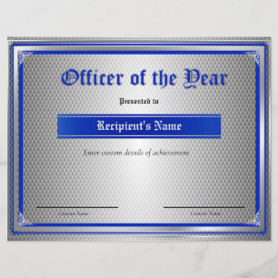 Custom Thin Blue Line Flag Certificate