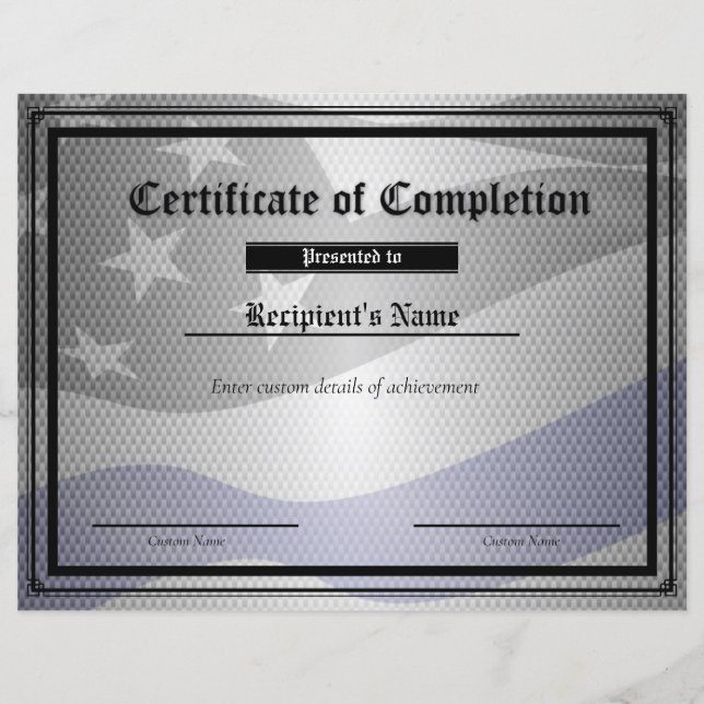 Custom Thin Blue Line Flag Certificate (Front)