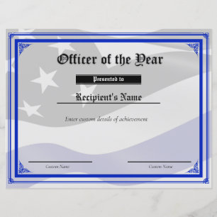 Custom Thin Blue Line Flag Certificate