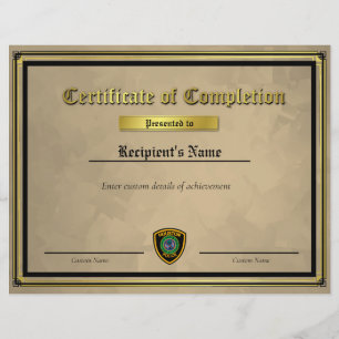 Custom Thin Blue Line Flag Certificate