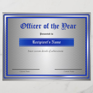 Custom Thin Blue Line Flag Certificate