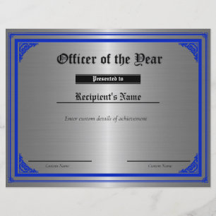 Custom Thin Blue Line Flag Certificate