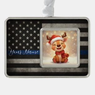 Custom Thin Blue Line Framed Ornament