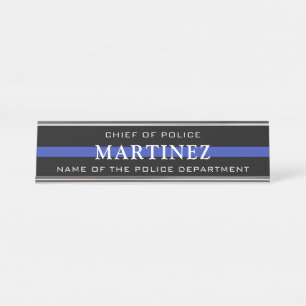 Custom Thin Blue Line Police Officer Appreciation Desk Name Plate