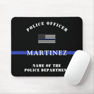 Custom Thin Blue Line Police Officer Appreciation Mouse Mat