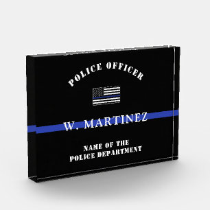 Custom Thin Blue Line Police Officer Appreciation Photo Block