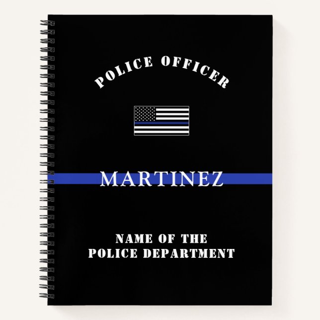 Custom Thin Blue Line Police Officer Flag Cop Notebook (Front)