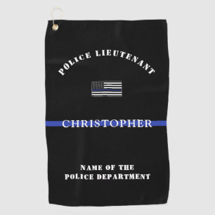 Custom Thin Blue Line Police Officer Flag Golf Towel