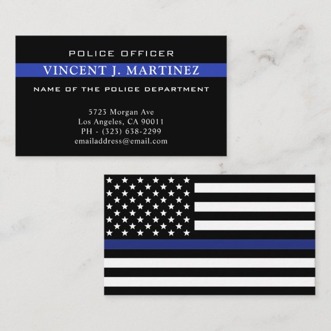 Custom Thin Blue Line Police Officer Police Dept Business Card (Front/Back)
