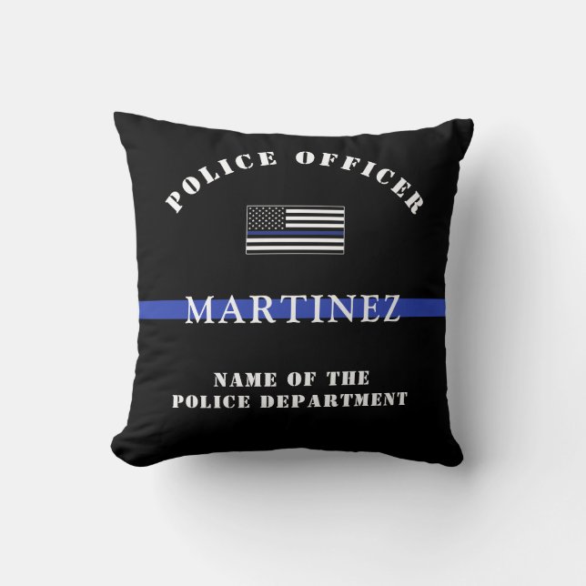 Custom Thin Blue Line Police Officer Police Dept Cushion (Front)