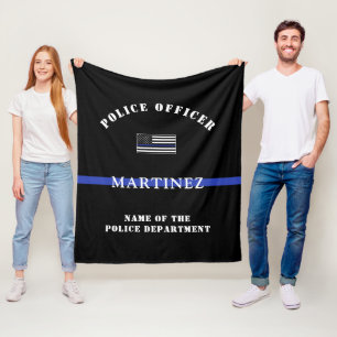 Custom Thin Blue Line Police Officer Police Dept Fleece Blanket