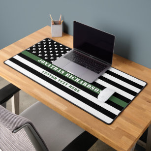 Custom Thin Green Line USA Flag Military Soldier Desk Mat