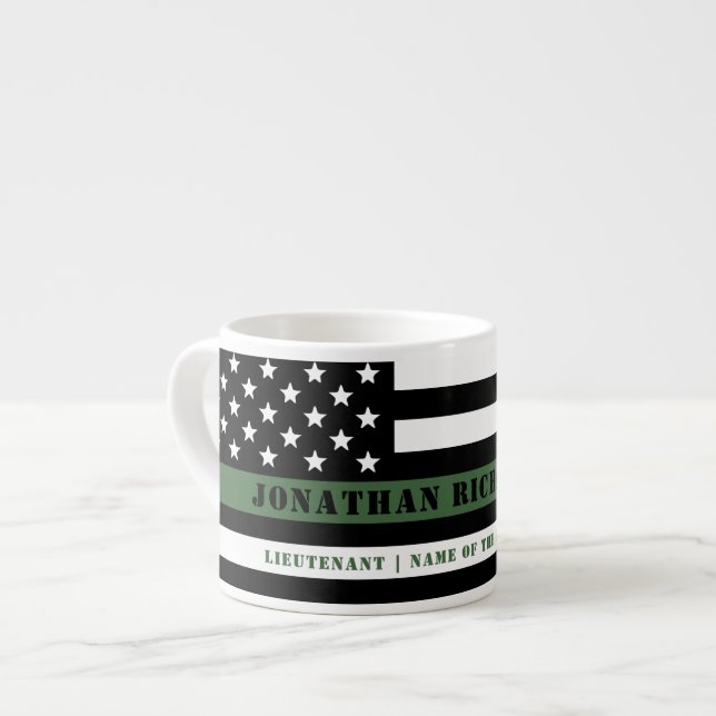 Custom Thin Green Line USA Flag Military Soldier Espresso Cup (Front Left)