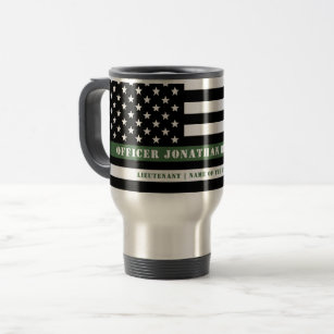 Custom Thin Green Line USA Flag Military Soldier Travel Mug