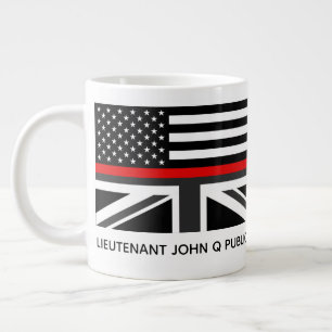 Custom Thin Red Line American and UK Flag Large Coffee Mug