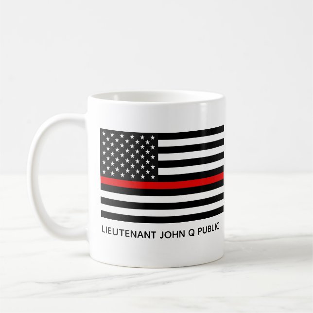 Custom Thin Red Line American Flag Coffee Mug (Left)