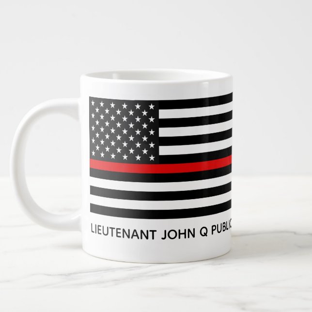 Custom Thin Red Line American Flag Large Coffee Mug (Left)